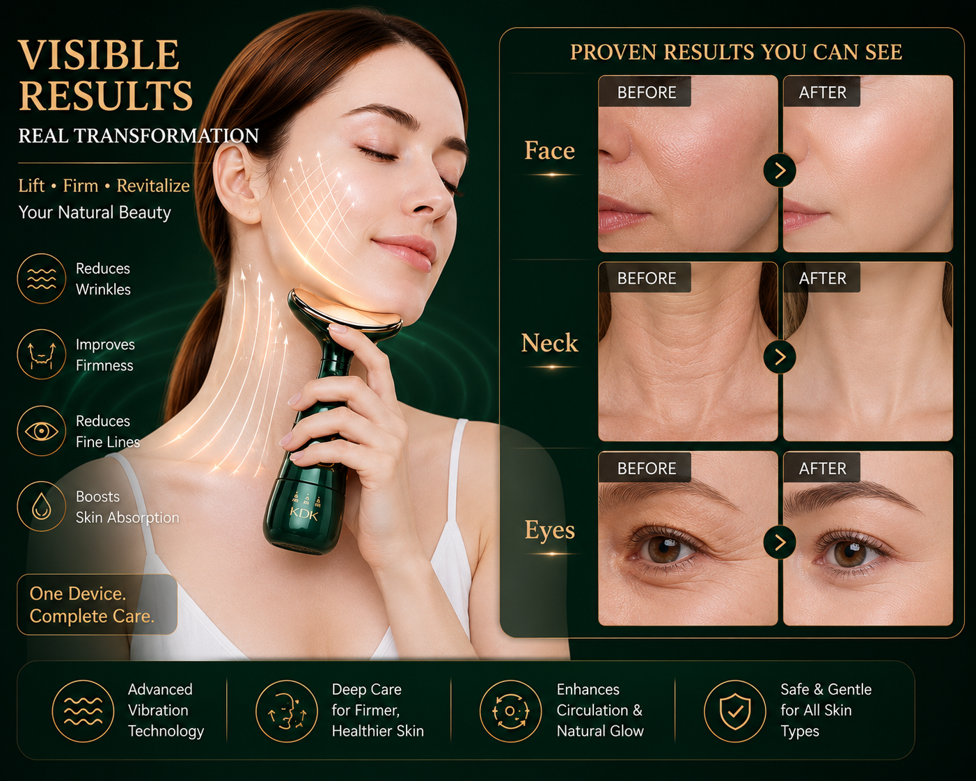 3 in 1 Anti-Wrinkle Face, Neck & Eye Massager – Professional Skin Lifting Device