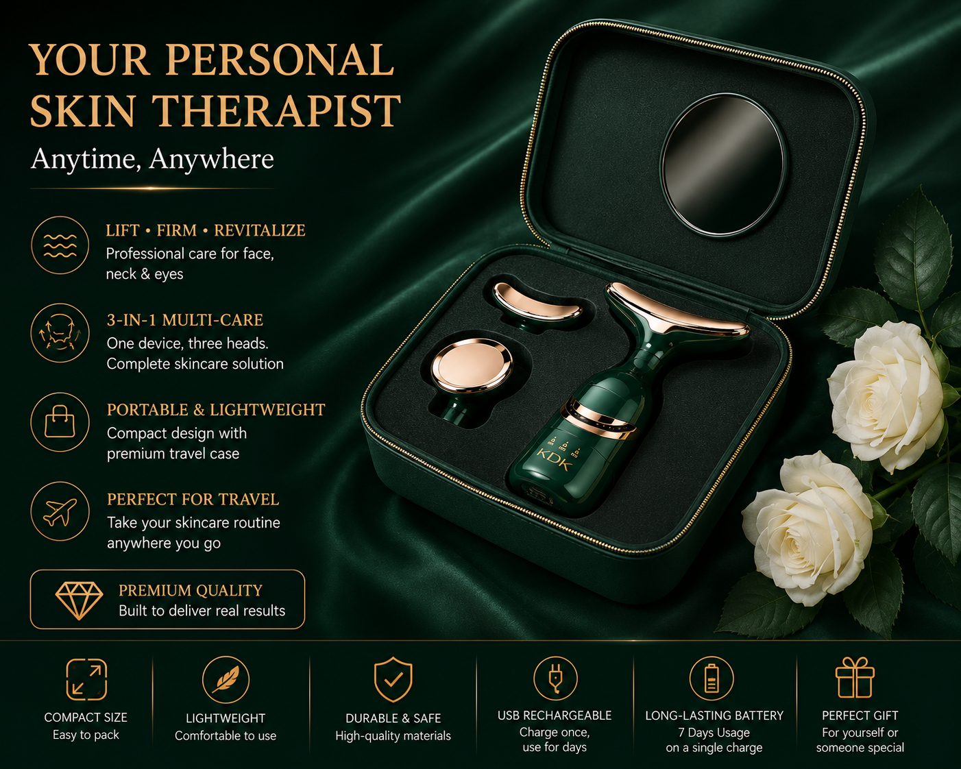 3 in 1 Anti-Wrinkle Face, Neck & Eye Massager – Professional Skin Lifting Device