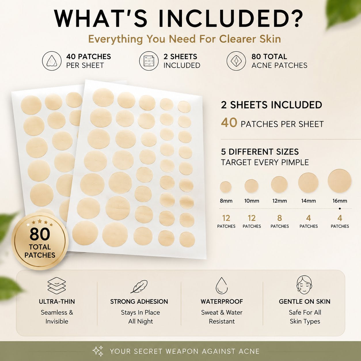 Premium Pimple Patches for Face - Hydrocolloid Acne Dots (2 Sheet Set)